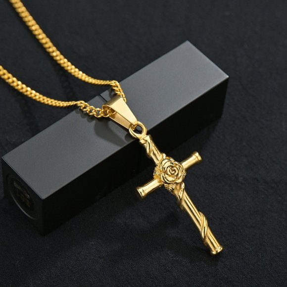 Rosary Cross Faith Necklace Gold Silver - Picture 5 of 11